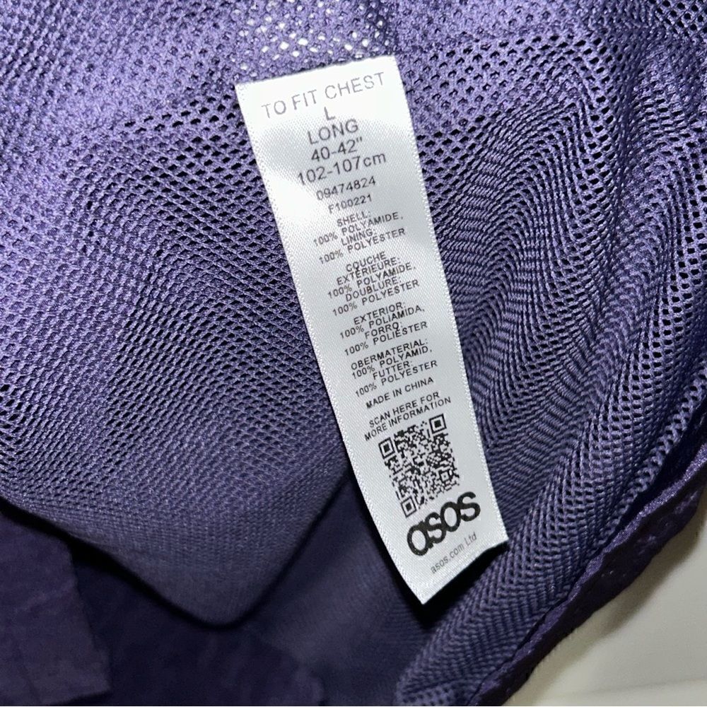 Asos Zip Front Windbreaker Style Tall Long Lightweight Jacket - Picture 5 of 7